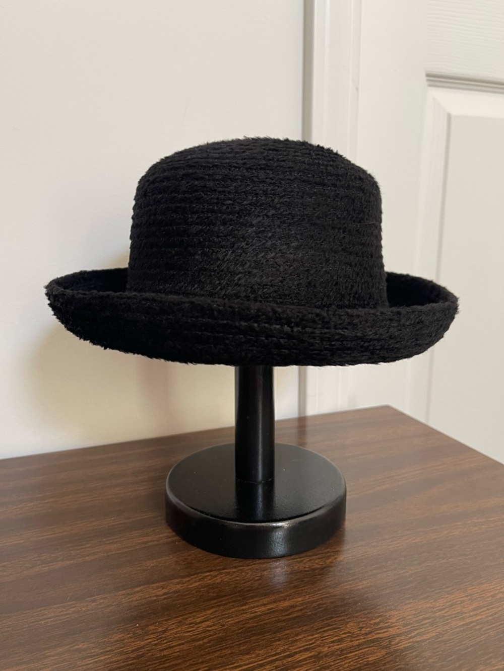 Black Kettle Brim Hat Packable Woven Polyester One Size